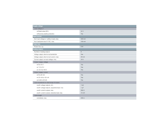 Simatic S7-300 PLC Analog Output SM 332 Isolato 8 AO U/I Siemens 6ES73325HF000AB0