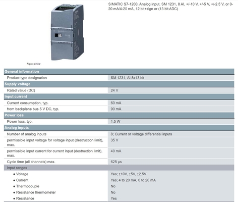 SIMATIC S7-1200 SM 1231 8 AI segnale a 12 bit Modulo di ingresso analogo Interfaccia di comunicazione Altro