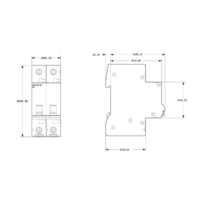 5TL12630 Disconnettore della serie 5TL 5TL1 63A 2P 5TL1263-0 per l'imballaggio originale Siemens