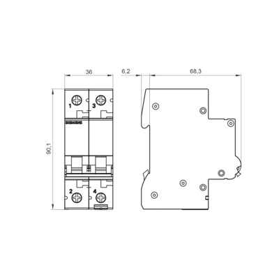 Interruttore di circuito in miniatura a due poli 5SL6210-7CC 100% rigorosamente testato per Siemens 400V 6kA