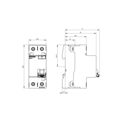 Siemens 5SV4614-0 Interruttore a corrente alternata residuo a due poli 40A 300mA Un AC 230V