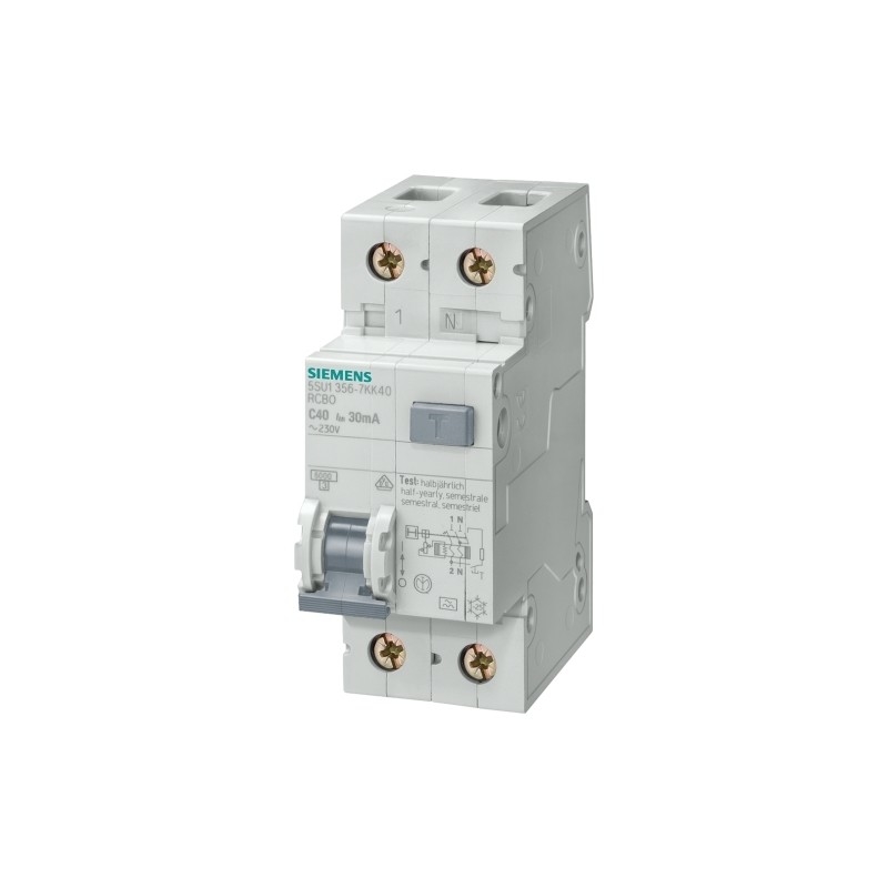 Interruttore automatico di distribuzione a bassa tensione Siemens FI/LS AC 30MA 1 N-P C6 4.5KA5SU1353-1KK06