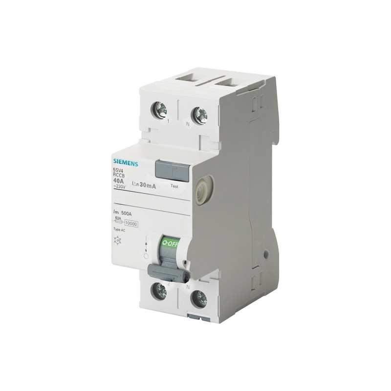 Siemens 5SV4614-0 Interruttore a corrente alternata residuo a due poli 40A 300mA Un AC 230V